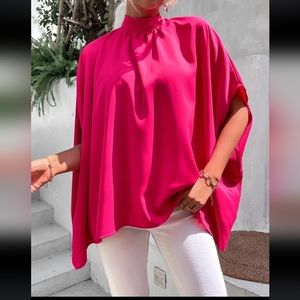 🎄🎄SHEIN Essnce Dolman Sleeve Mock Neck Tie Back Blouse size M, 6, new